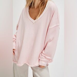 Free People Venice V-neck Sweatshirt Sz XS in strawberry rose
